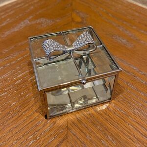 Cynthia Rowley Glass Jewelry Box with Silver Bow Lid